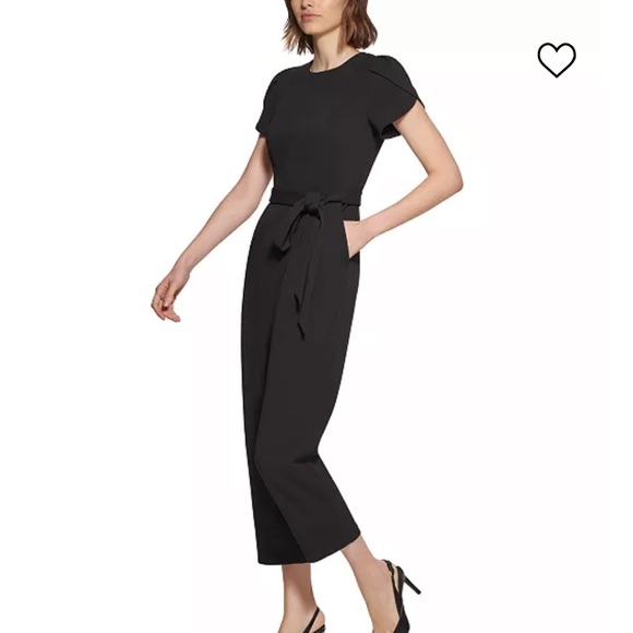 CALVIN KLEIN Black Tulip Sleeve Women’s Jumpsuit, Size 2 - Picture 3 of 5